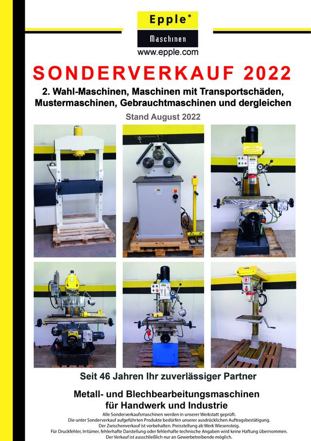 Epple Maschinen Sonderverkauf 2023